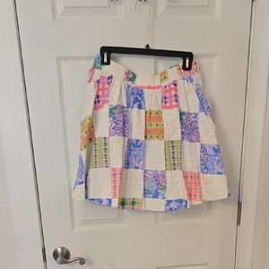 Lilly Pulitzer Pink Yellow Pleated Skater Skirt